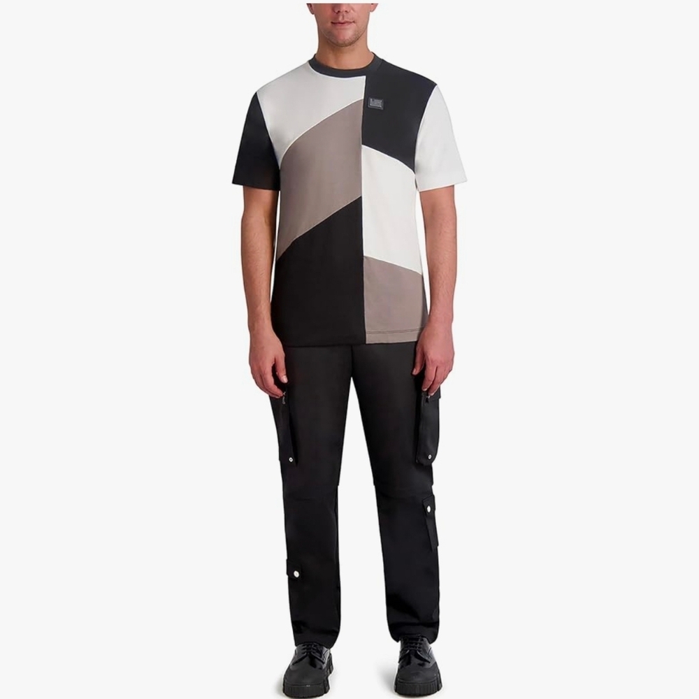 Karl Lagerfeld Mens Stretch‎ Logo Belted Cargo Pants Black Large NWT MSRP $125